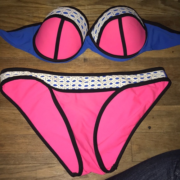 pink strapless bathing suit